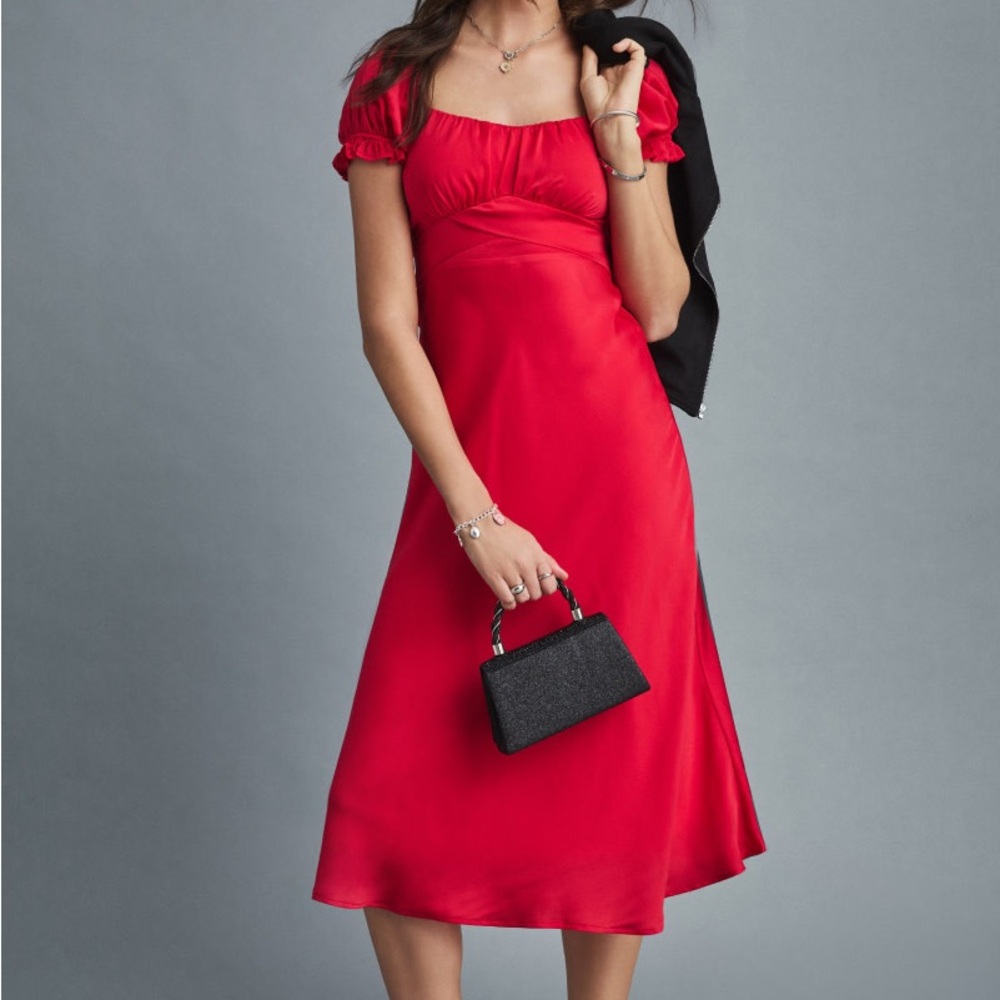 Francesca's Collections Sue Satin Midi Dress